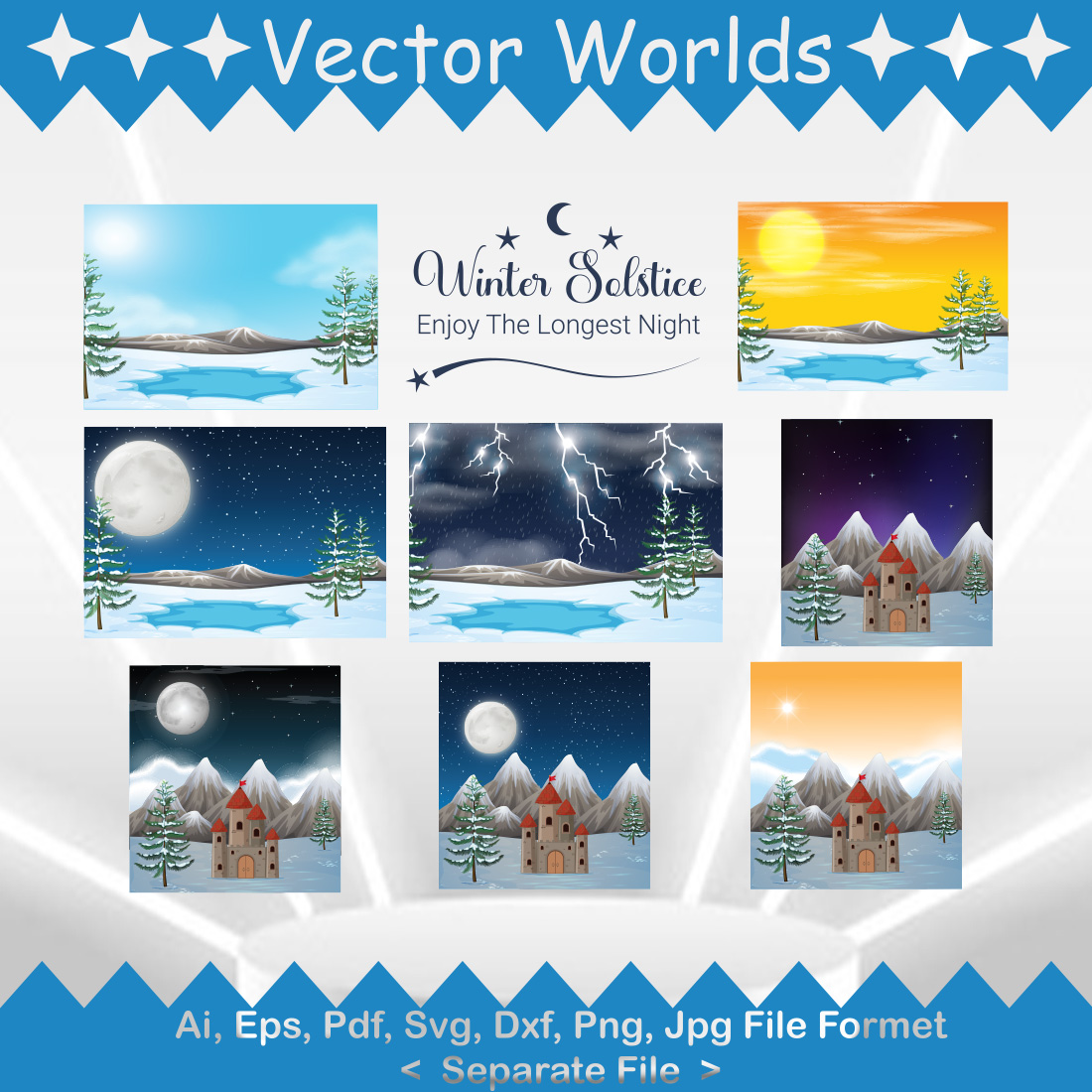 Winter Solstice SVG Vector Design preview image.