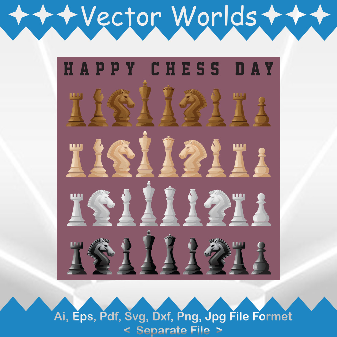 Happy Chess Day SVG Vector Design preview image.