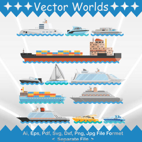 Sea Transport Set SVG Vector Design cover image.