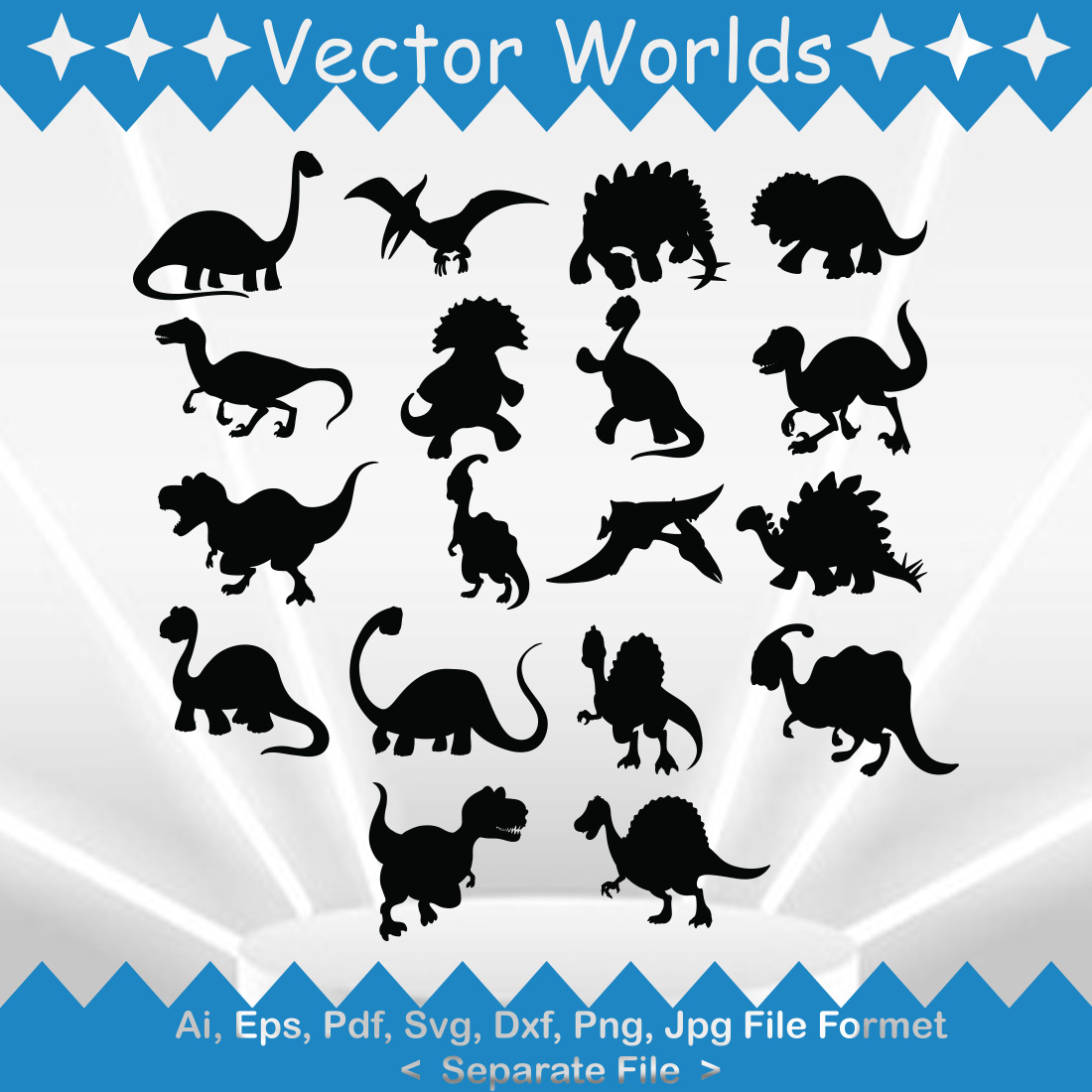 Dinosaur Cartoon SVG Vector Design preview image.
