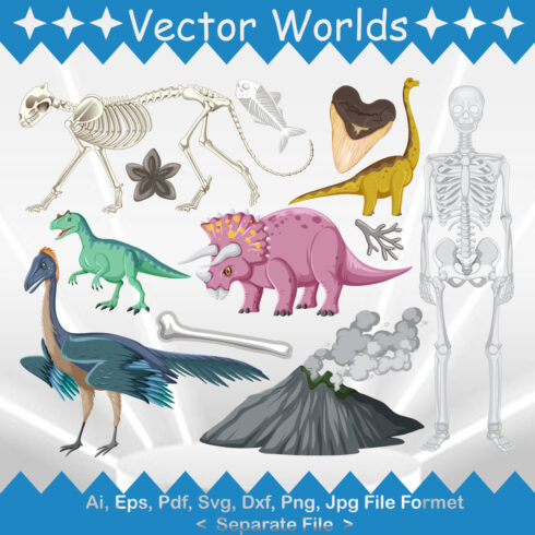 Prehistoric Dinosaur SVG Vector Design cover image.