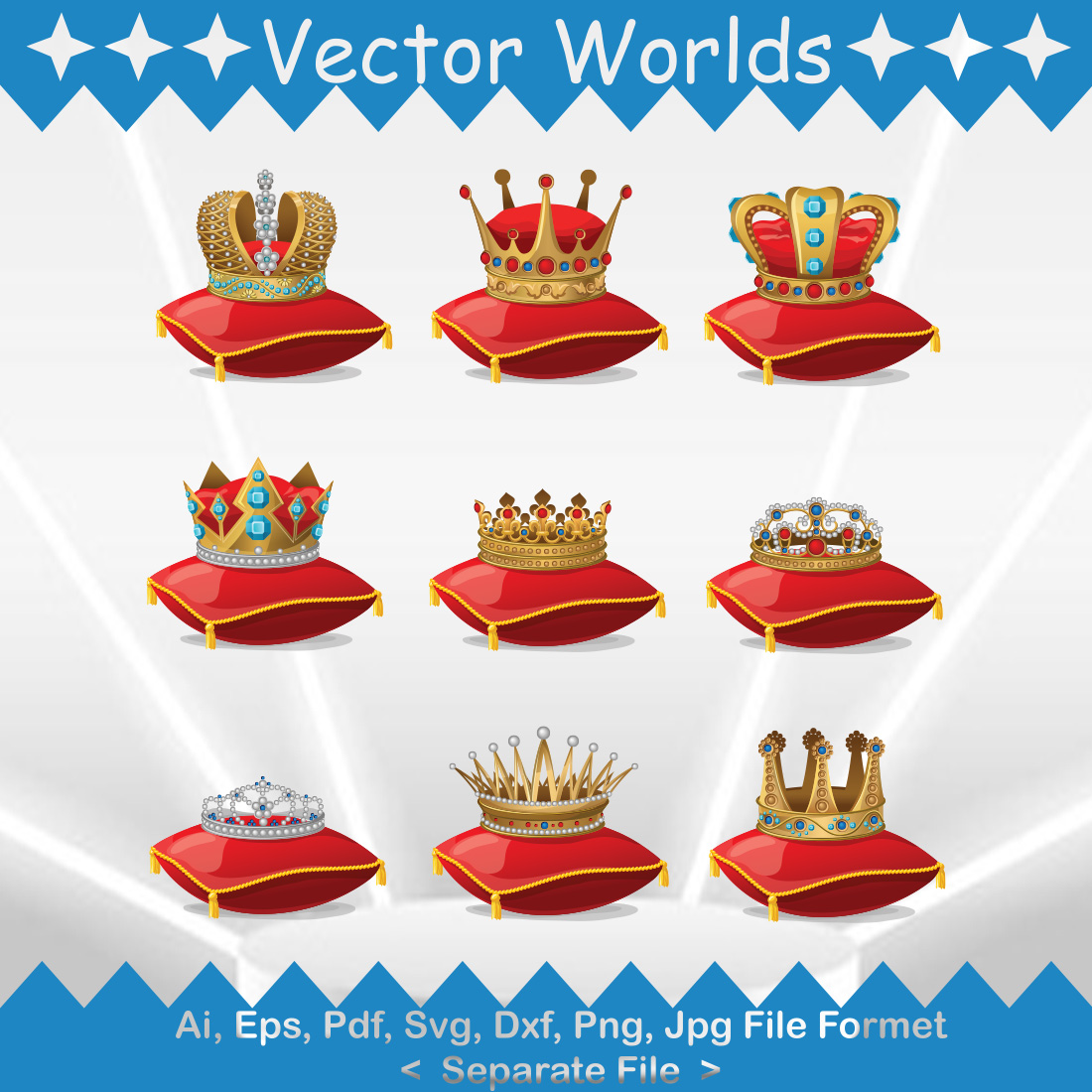 King Crowns SVG Vector Design preview image.