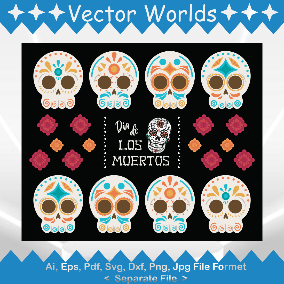 Día de los Muertos SVG Vector Design cover image.