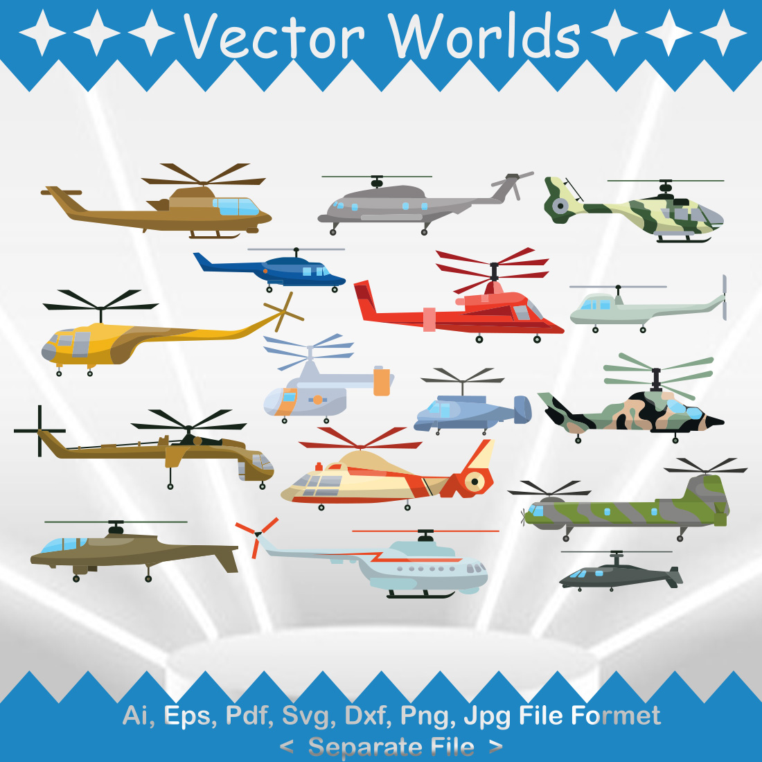 Helicopters SVG Vector Design preview image.