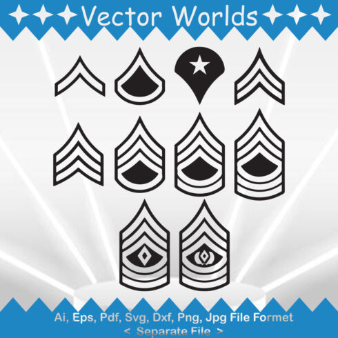 Military Army Insignia Ranks SVG Vector Design cover image.