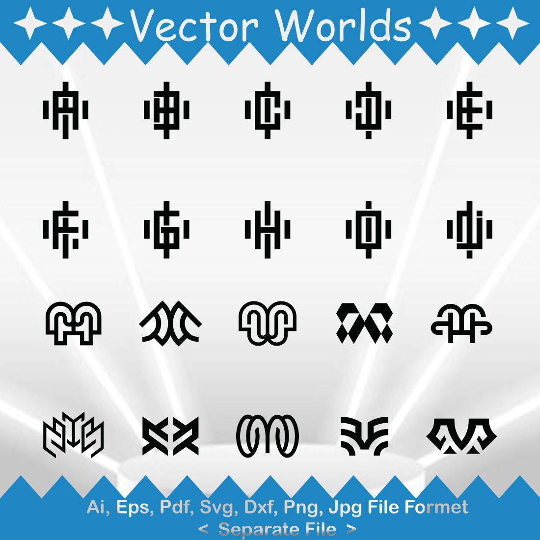 Monogram Logo SVG Vector Design preview image.