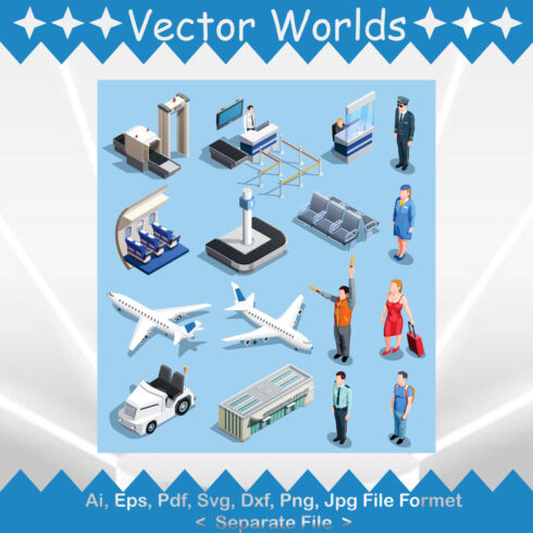 Airport Elements SVG Vector Design cover image.