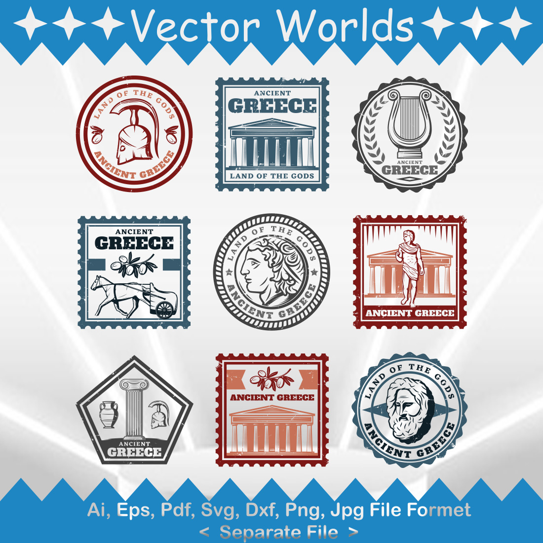 Ancient Greece Label SVG Vector Design cover image.