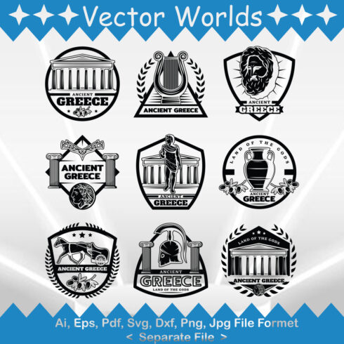 Ancient Greece Label SVG Vector Design cover image.