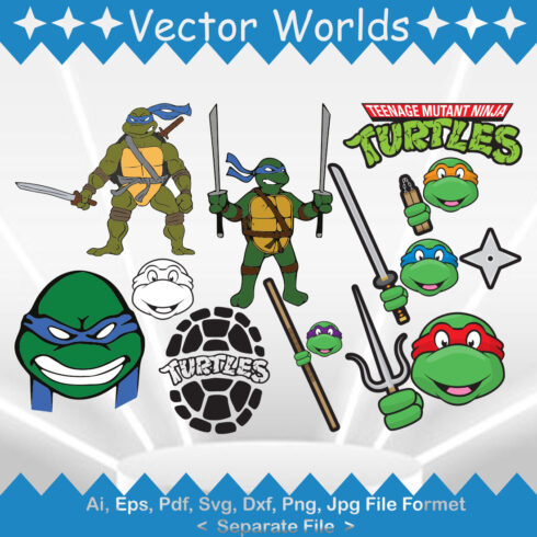 Ninja Turtles SVG Vector Design cover image.