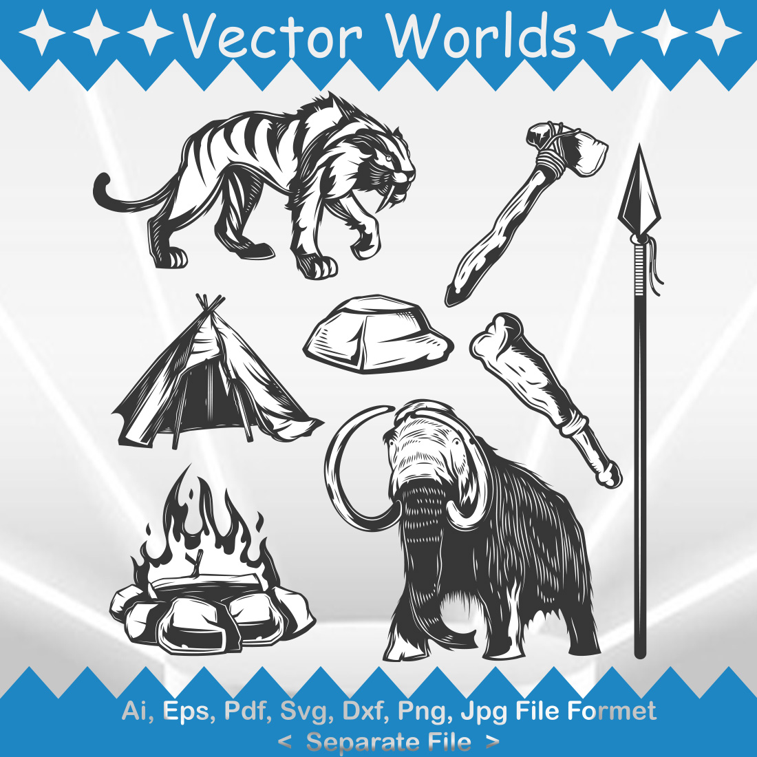 Ancient Animals SVG Vector Design preview image.