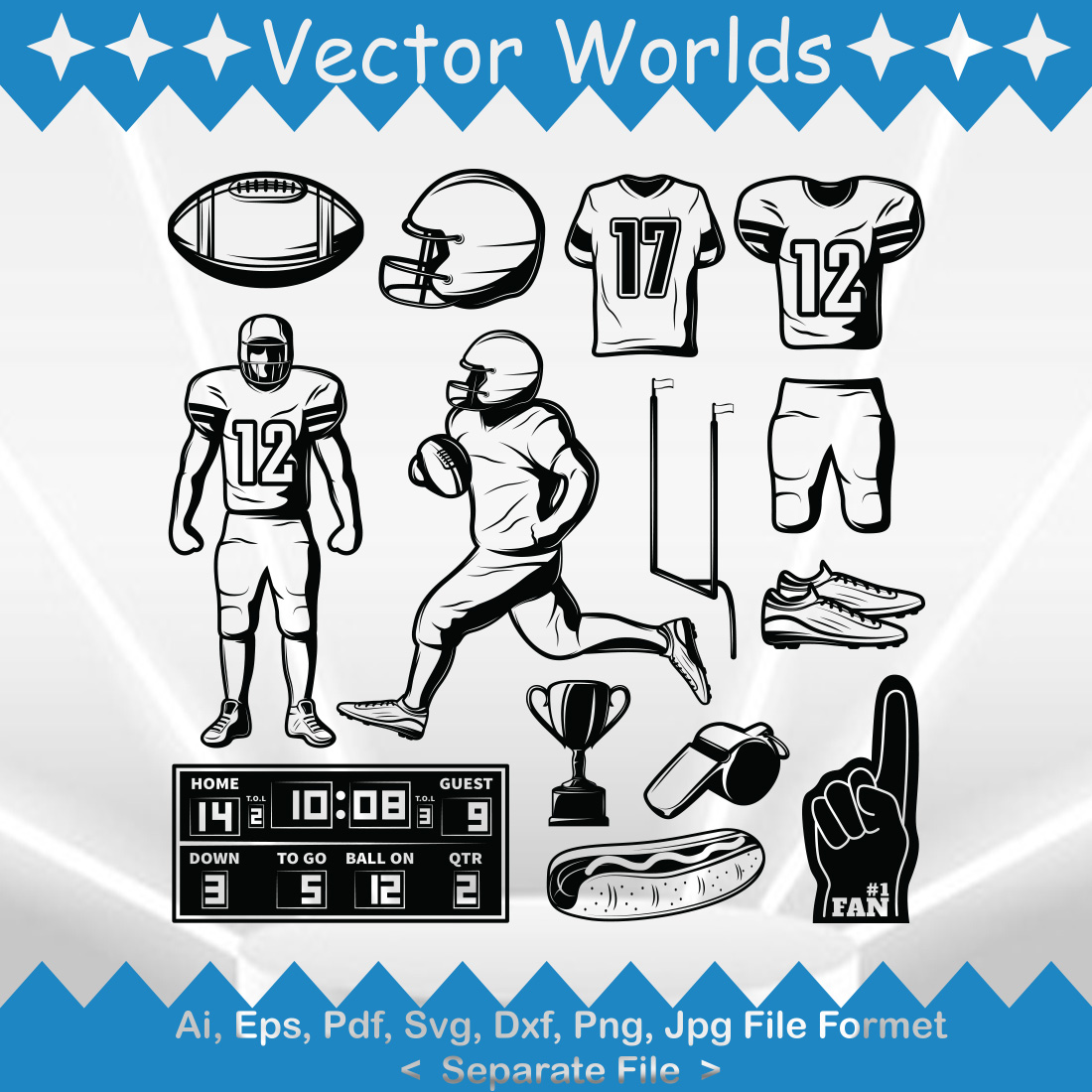 American Football Element SVG Vector Design preview image.