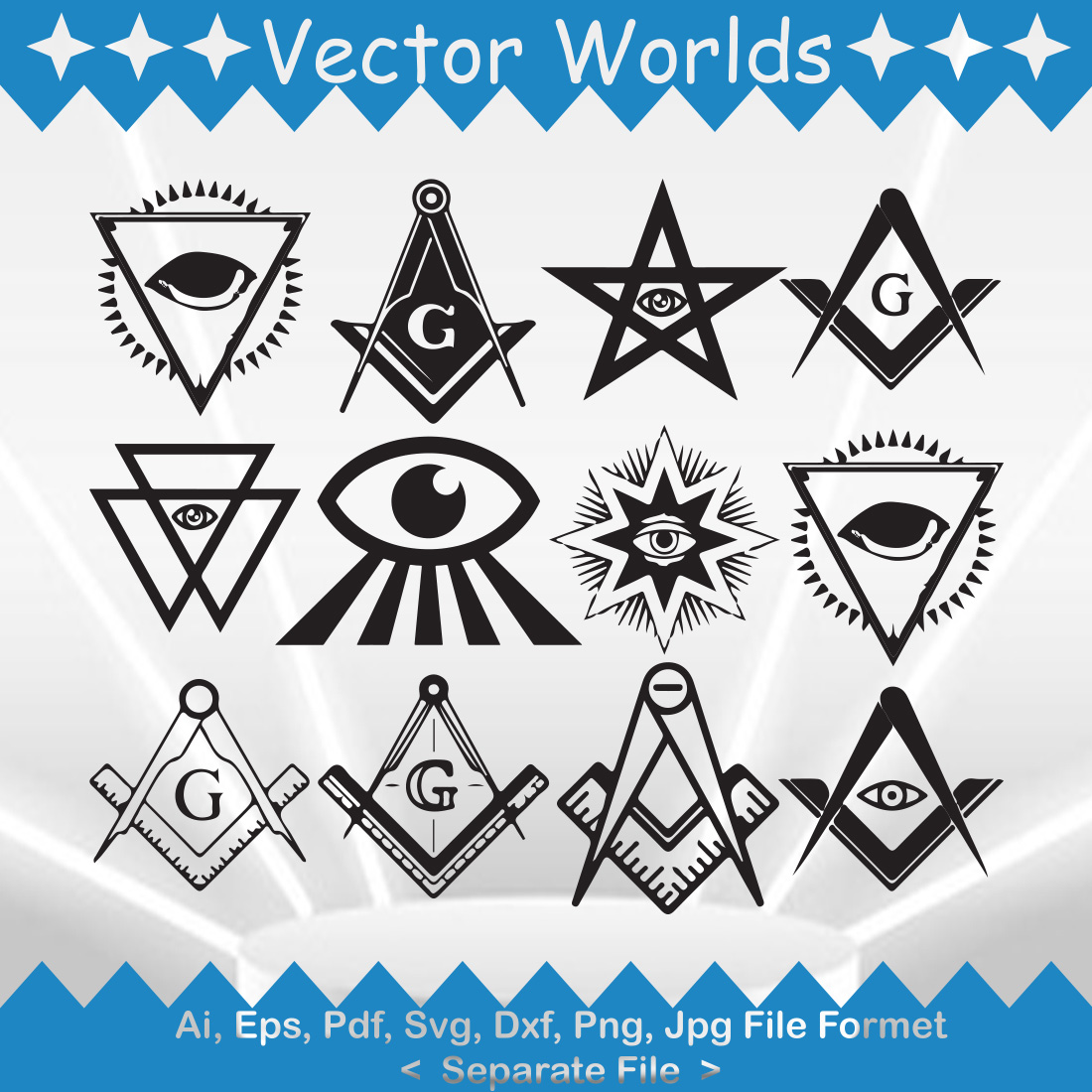 Masonic Eye Symbol SVG Vector Design preview image.