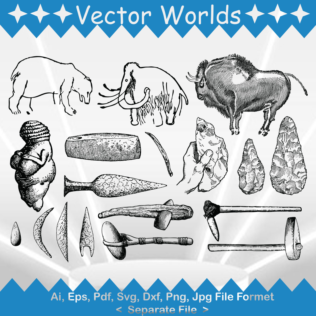 Prehistoric Art SVG Vector Design preview image.