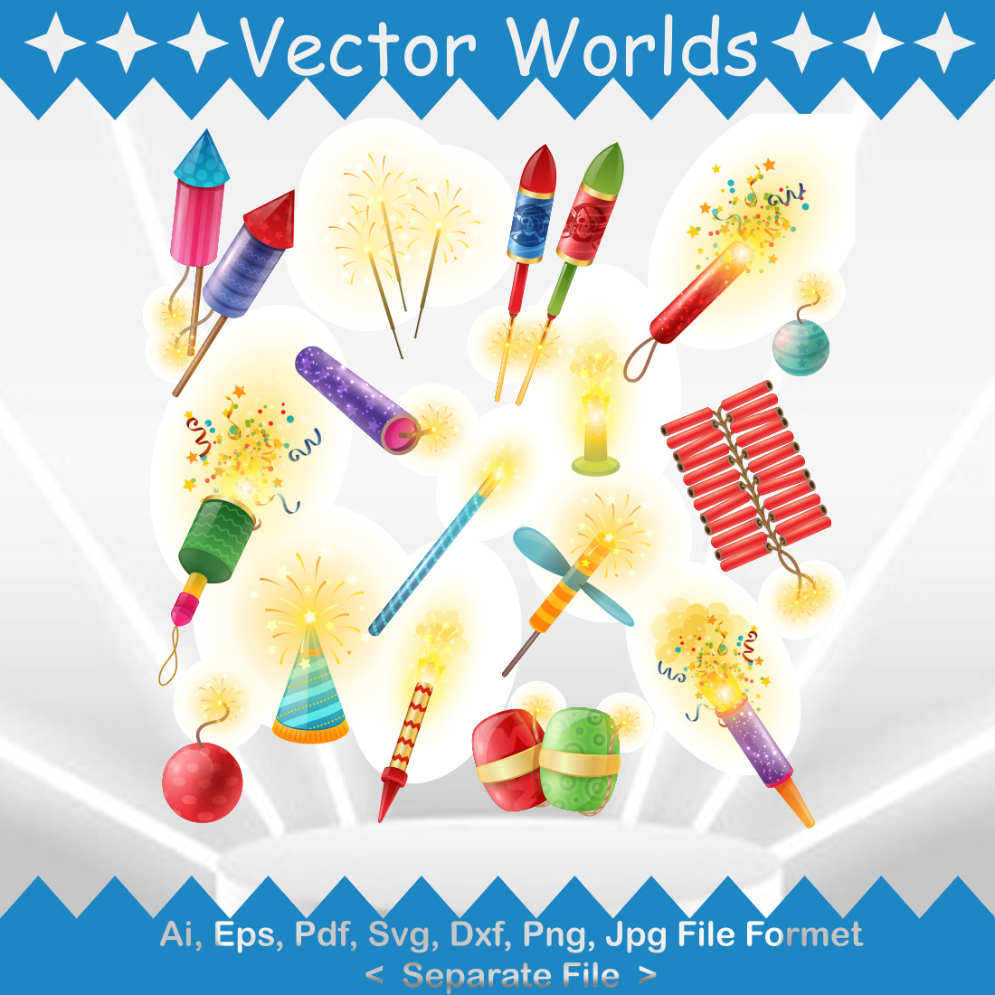 Pyrotechnics Firework SVG Vector Design preview image.
