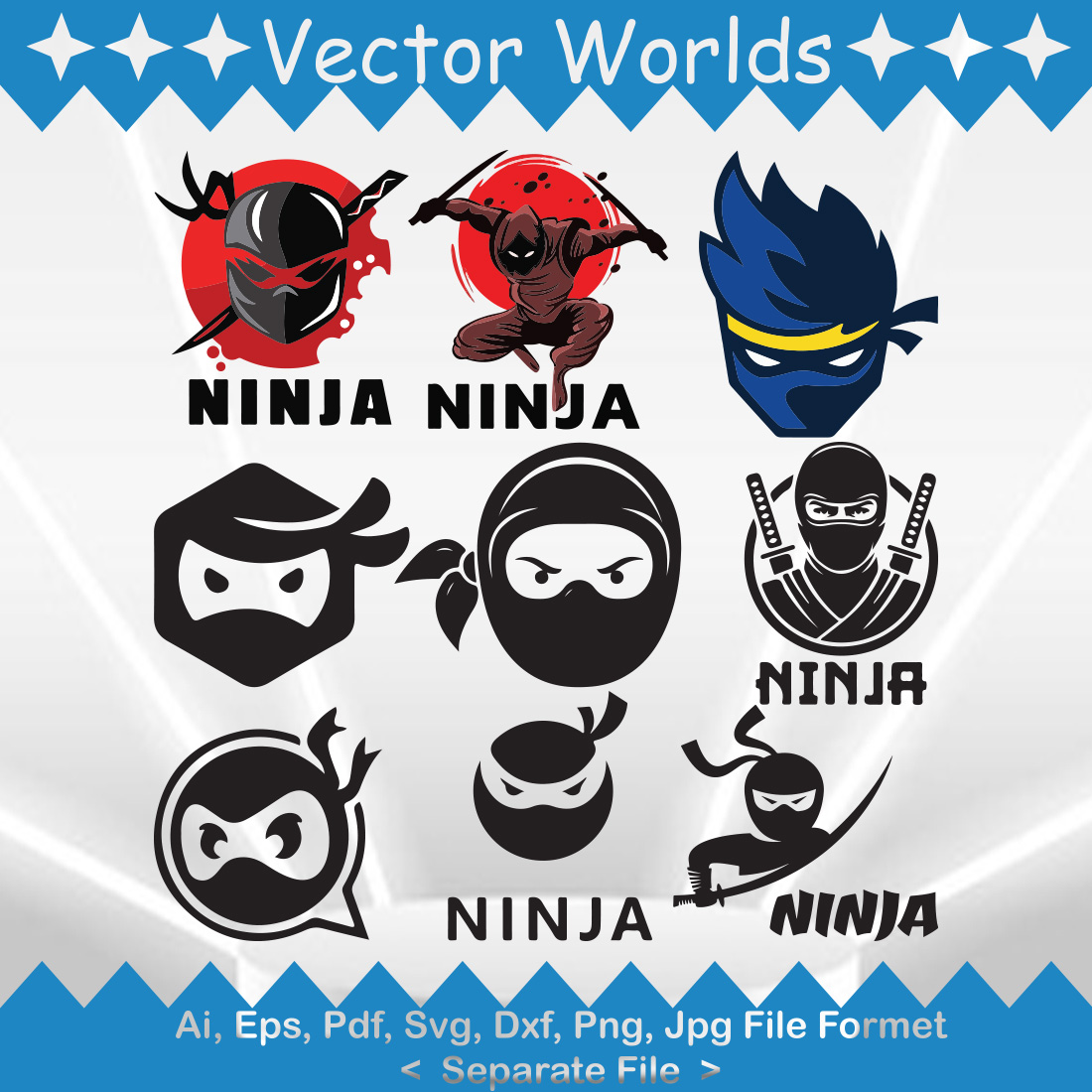 Ninja Logo SVG Vector Design preview image.