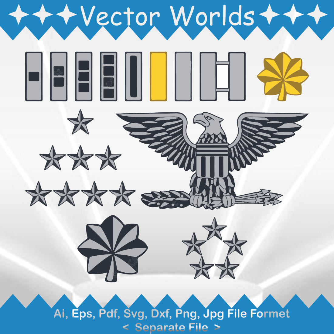 Military Army Insignia Ranks SVG Vector Design preview image.