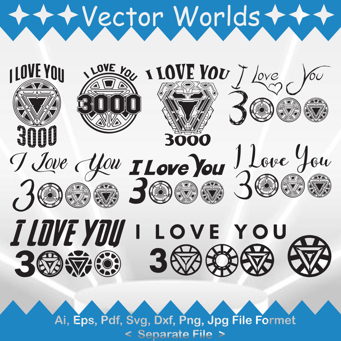I Love You 3000 SVG Vector Design cover image.