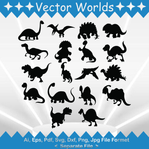 Dinosaur Cartoon SVG Vector Design cover image.