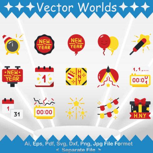 Happy New Year SVG Vector Design cover image.
