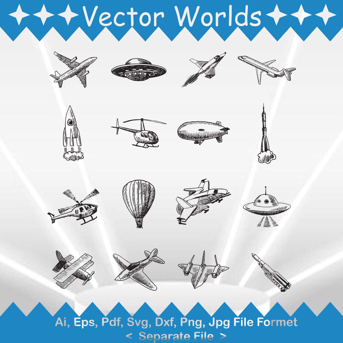 Aircraft Helicopter SVG Vector Design preview image.