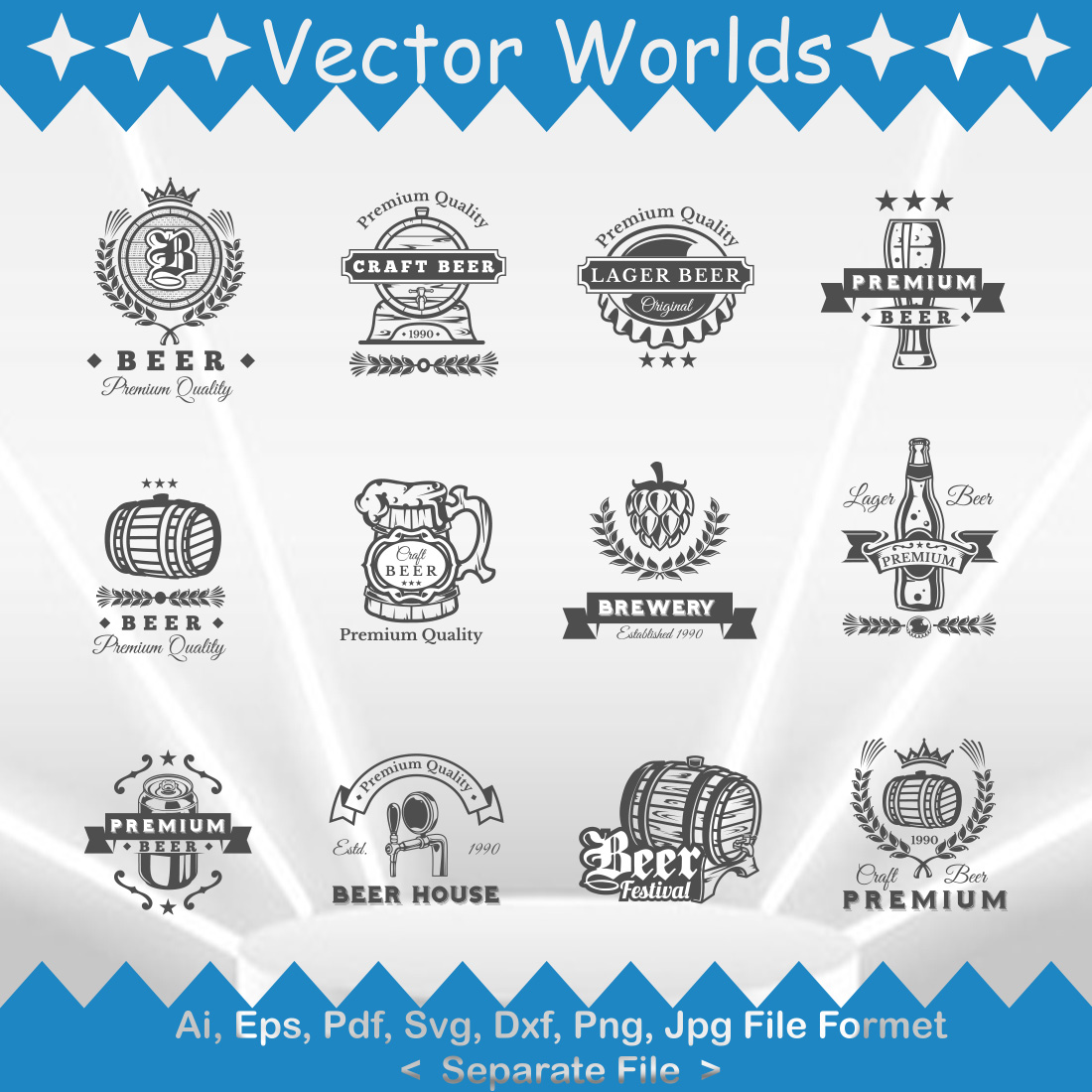 Beer Emblem Badge SVG Vector Design preview image.