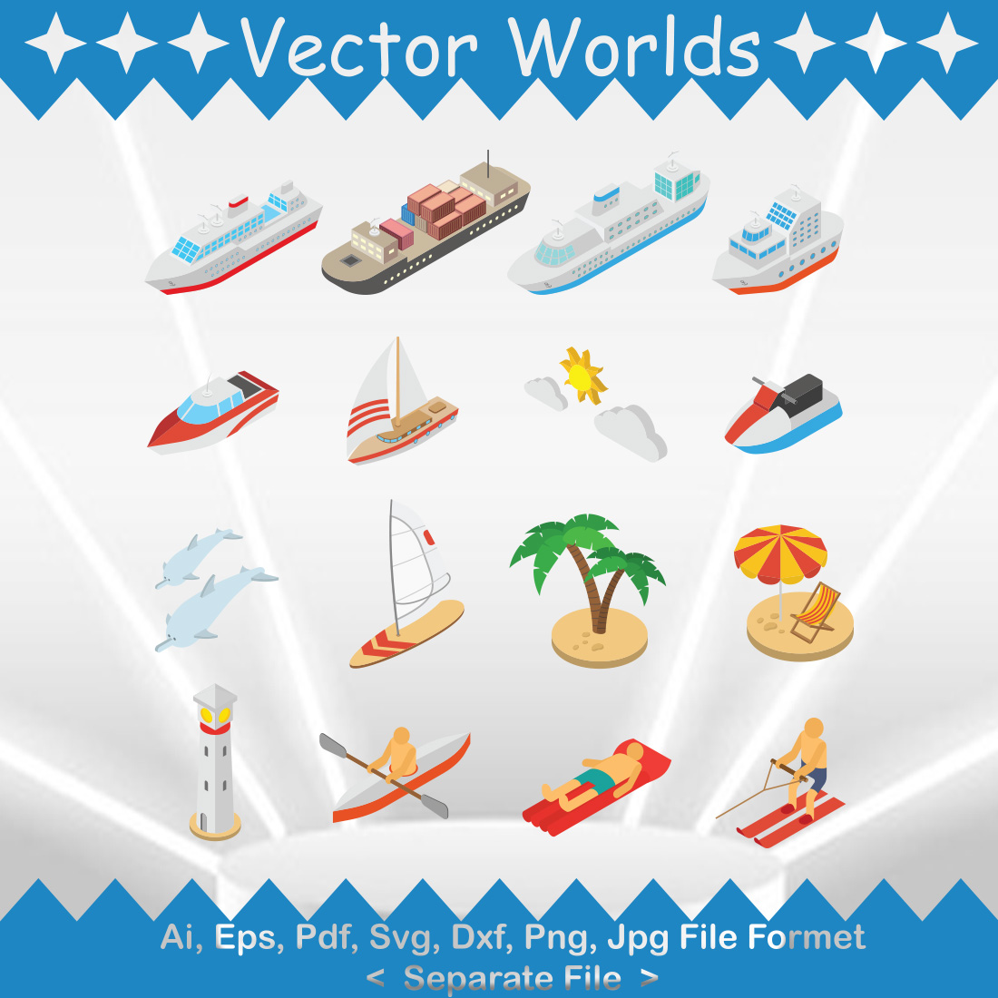 Sea Transport Set SVG Vector Design preview image.