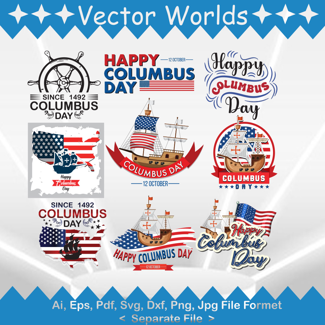 Columbus Day SVG Vector Design cover image.