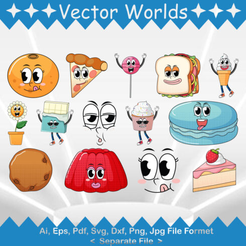 Food Face Cartoon SVG Vector Design cover image.