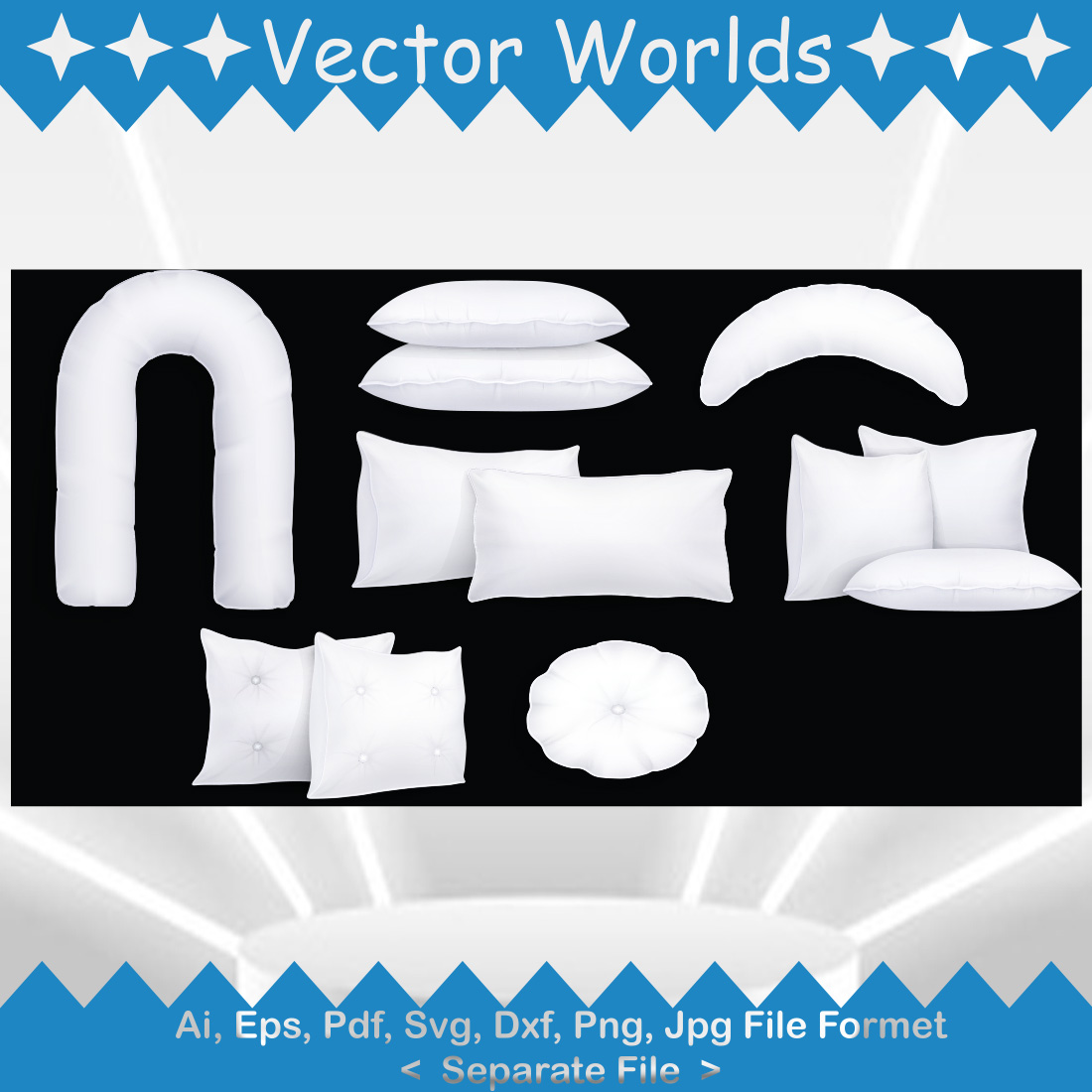 Realistic White Beds SVG Vector Design preview image.
