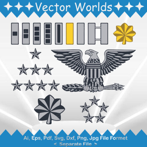 Military Army Insignia Ranks SVG Vector Design cover image.