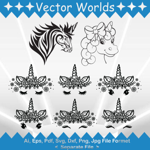 Unicorn Face Vector SVG Vector Design cover image.