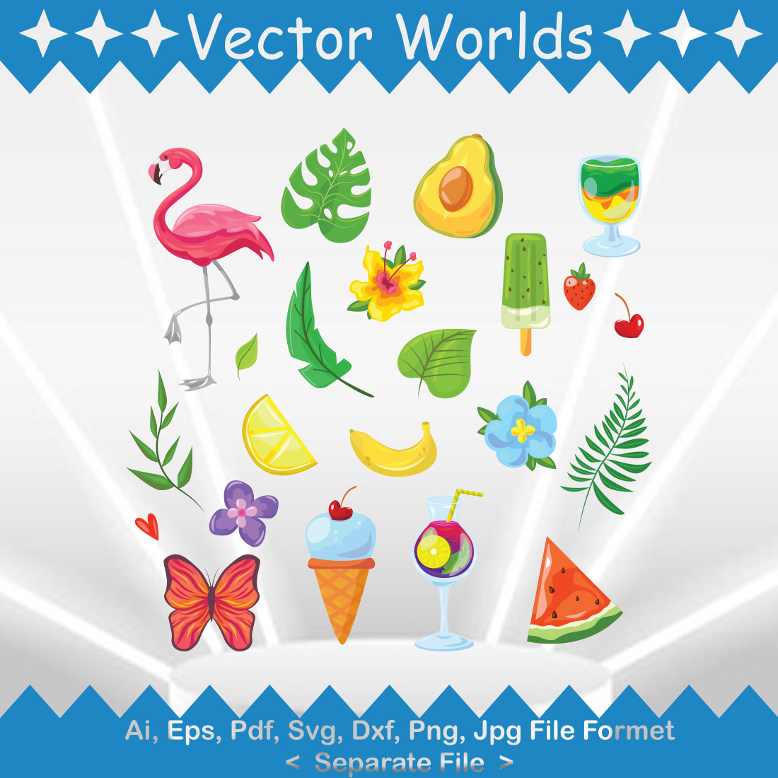 Summer Holiday Elements SVG Vector Design preview image.