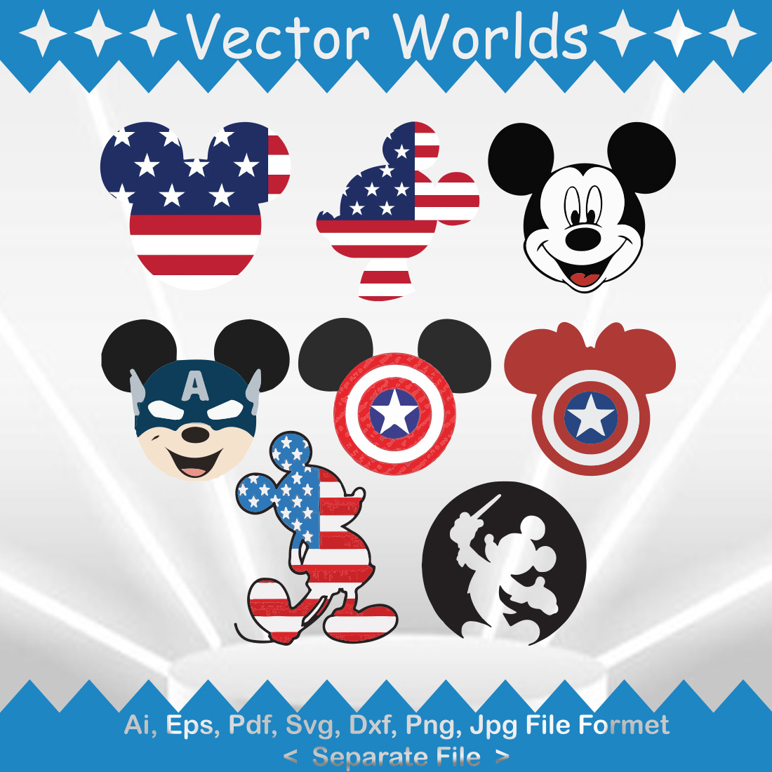 America Mickey SVG Vector Design preview image.