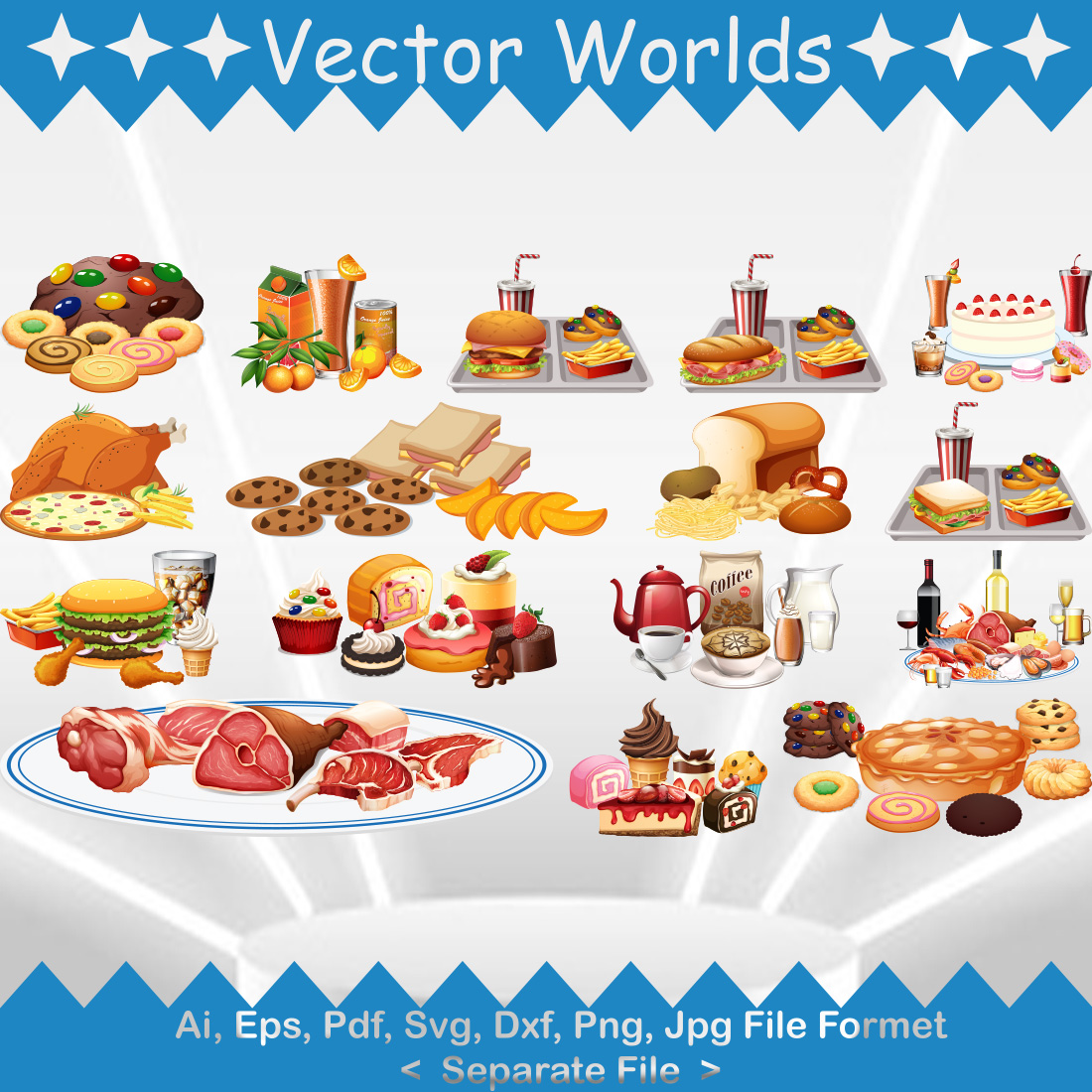 Food Cartoon SVG Vector Design cover image.