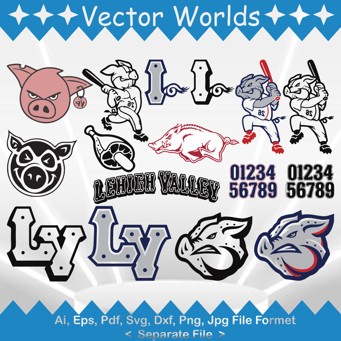 Pigs Alternate Logo SVG Vector Design preview image.