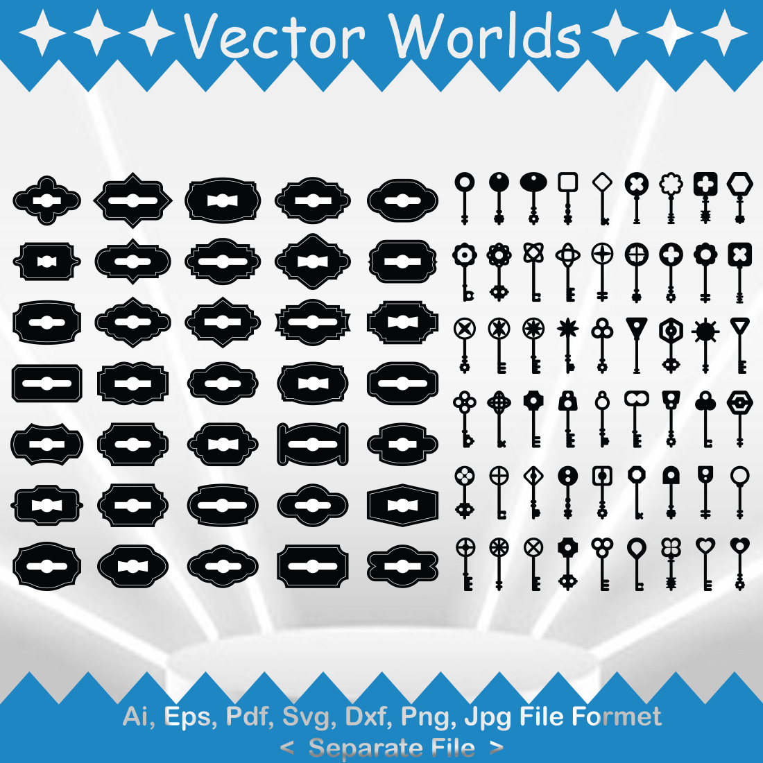 Keys And Keyholes Sets SVG Vector Design preview image.