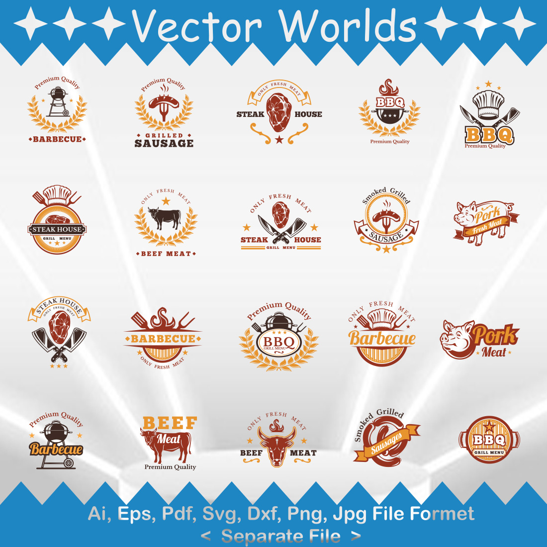 Grill Barbecue Badge SVG Vector Design cover image.