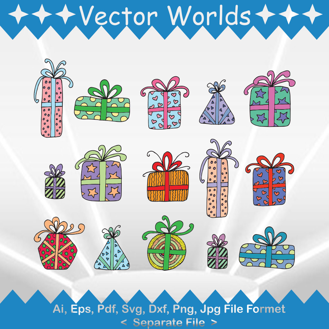 Gift Boxes SVG Vector Design preview image.