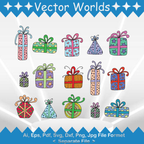 Gift Boxes SVG Vector Design cover image.