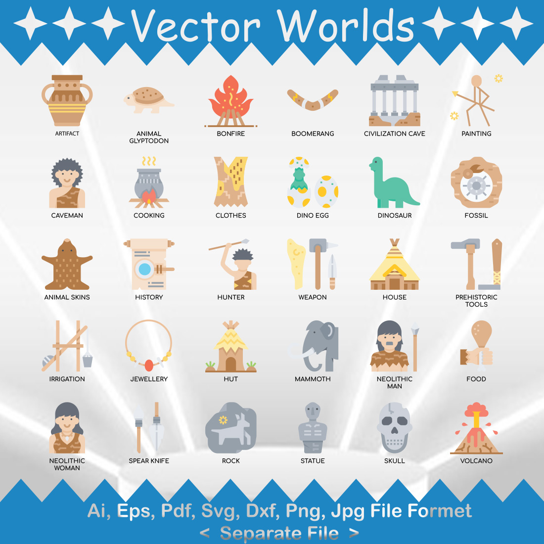 Prehistoric Elements SVG Vector Design preview image.