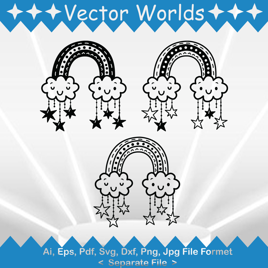 Rainbow Cloud SVG Vector Design cover image.