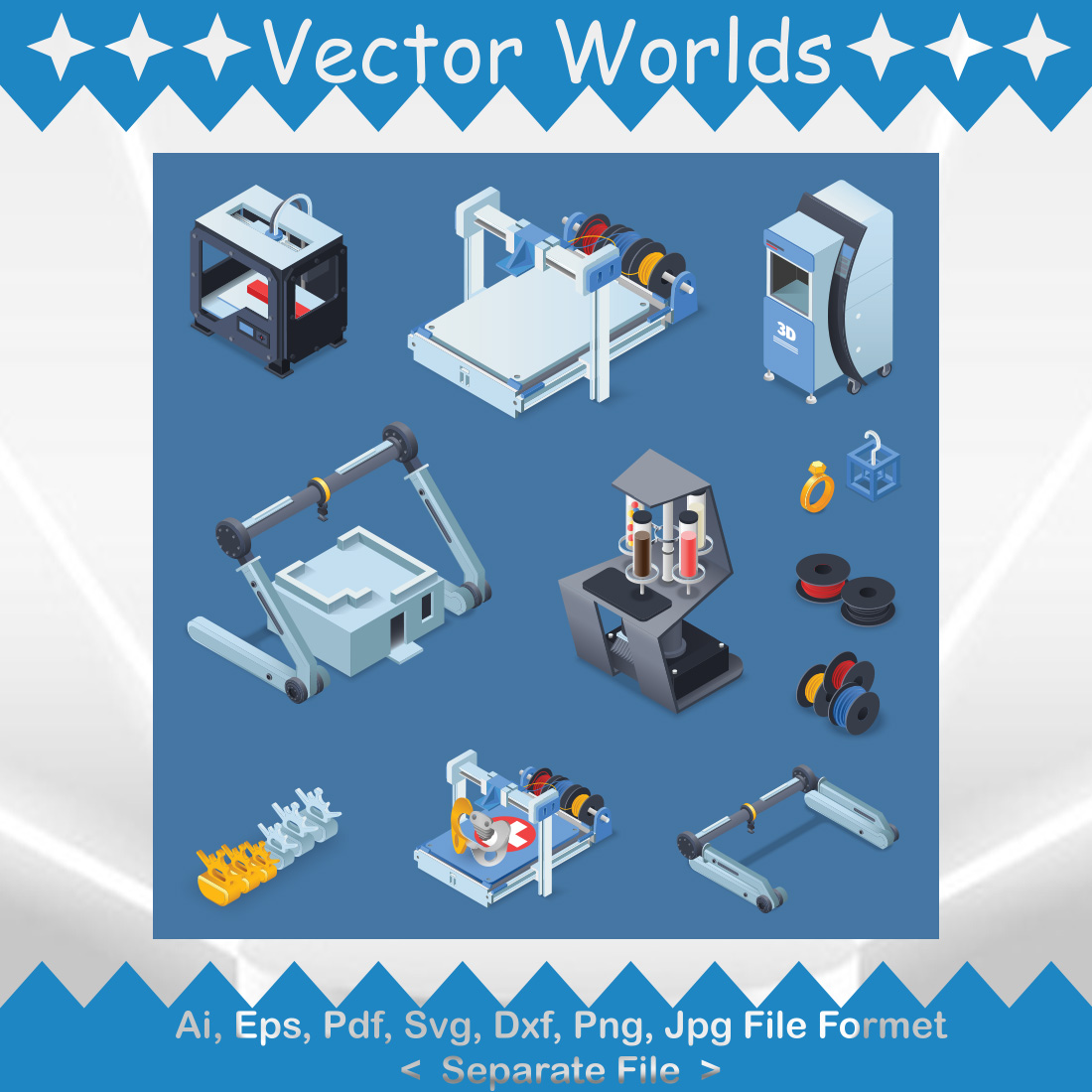 Printing Isometric SVG Vector Design preview image.