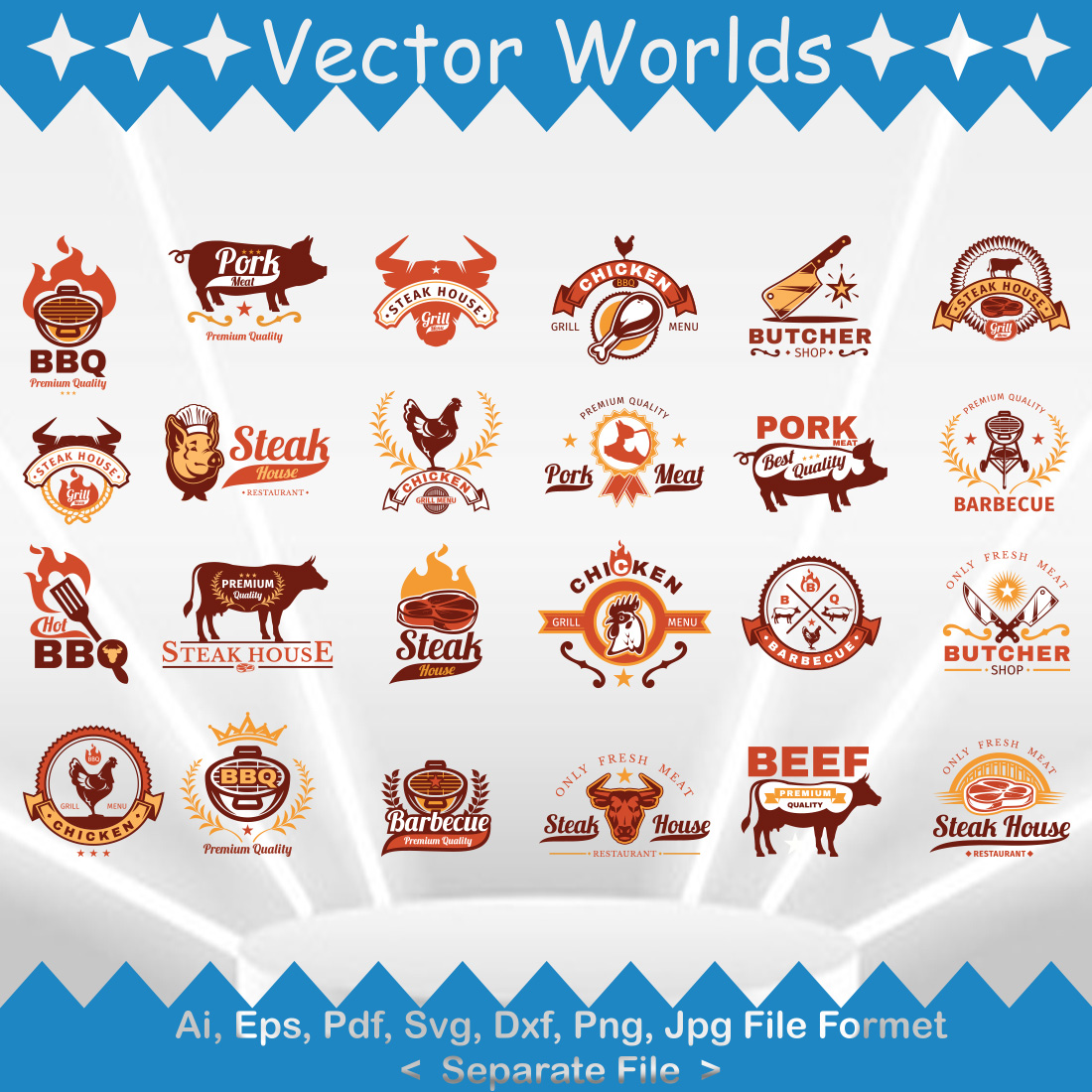 Grill Barbecue Badge SVG Vector Design preview image.