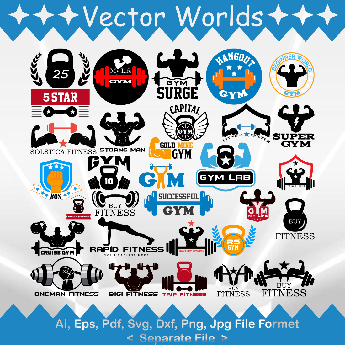 Gym Logo SVG Vector Design preview image.