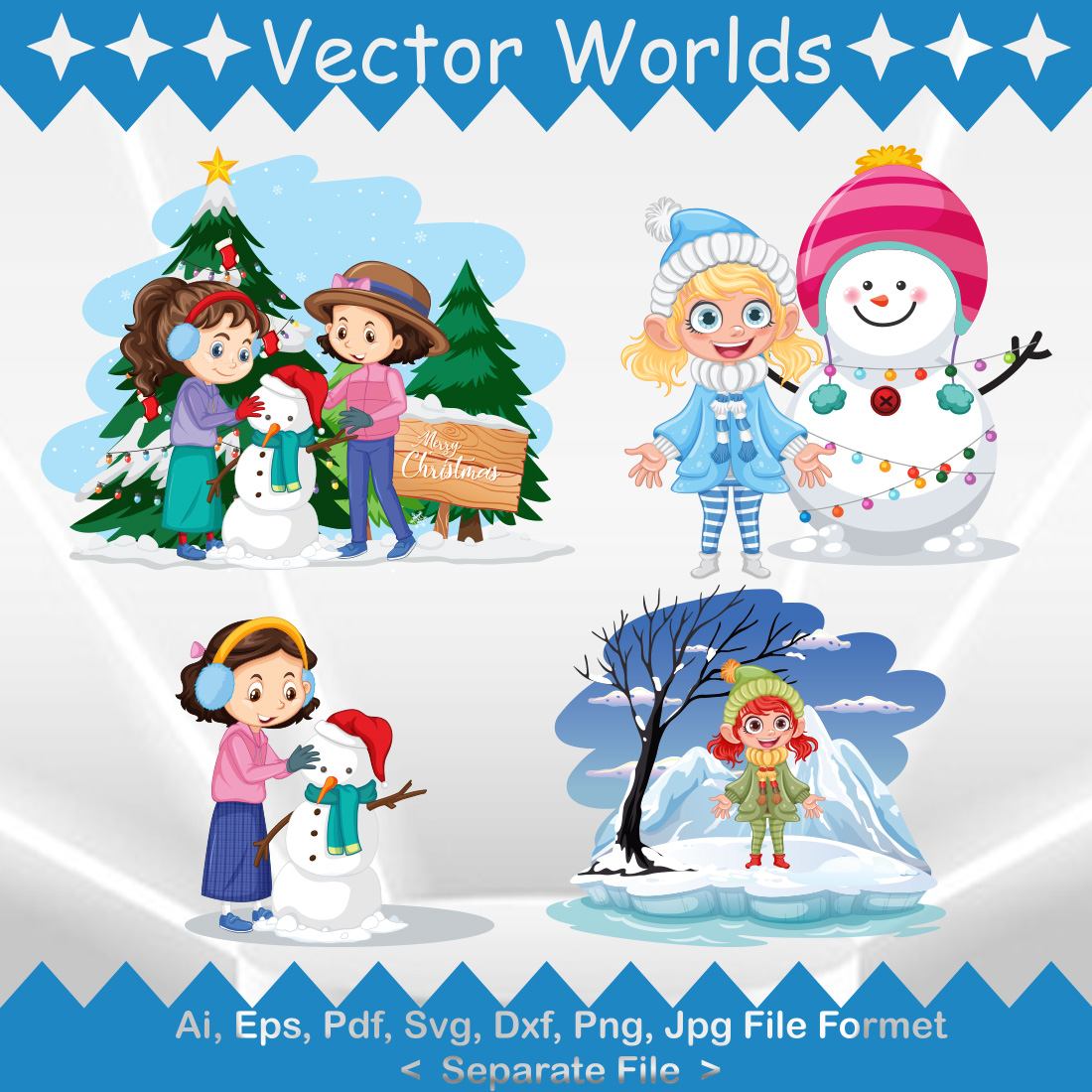 The Snowflake Girl SVG Vector Design preview image.