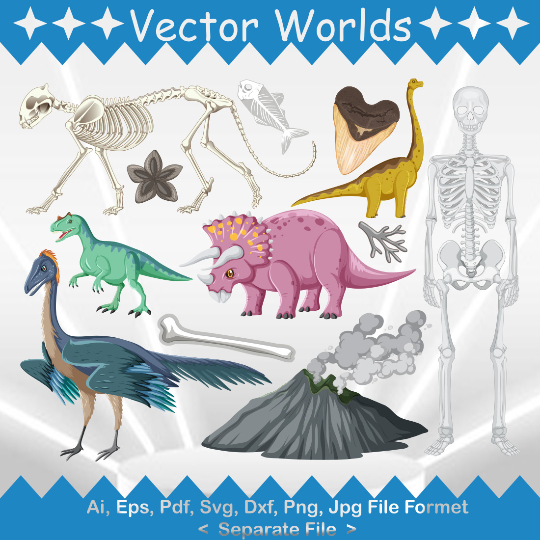 Prehistoric Dinosaur SVG Vector Design preview image.