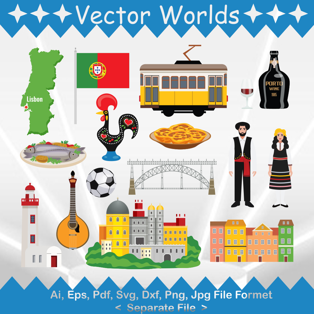 Portugal tourism SVG Vector Design preview image.