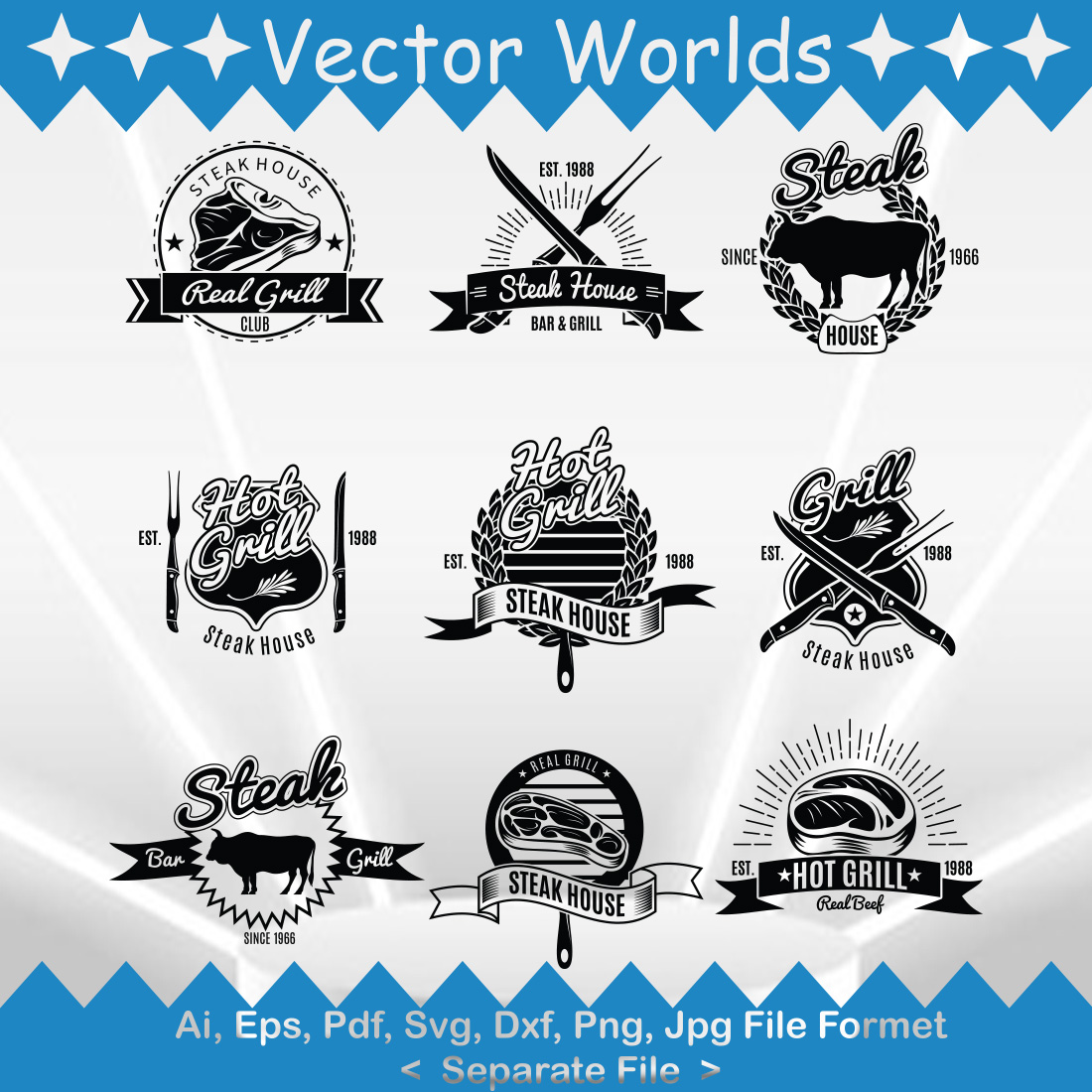 Steak House Logo SVG Vector Design preview image.