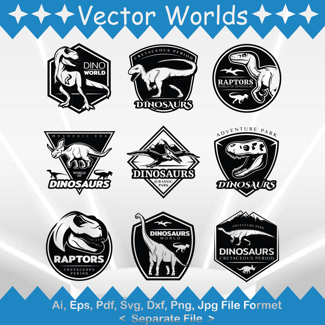 Dinosaurs Logos SVG Vector Design preview image.